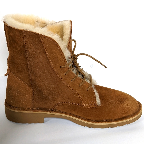 UGG Quincy UGG-plush Faux Shearling Lined Combat Mini Boots - Picture 9 of 15